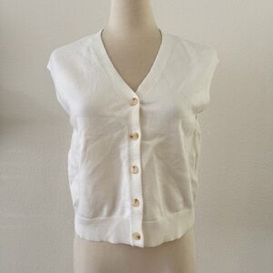 NWOT Song of Style by Aimee Song White Sleeveless Button-Up Cardigan